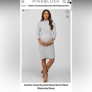 Pink blush, gray maternity dress